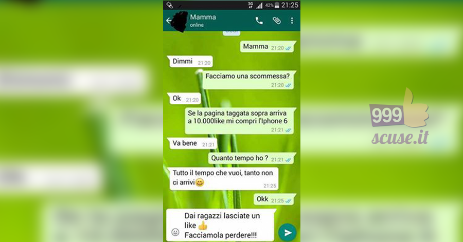 Mamma lancia la sfida su What’s App.